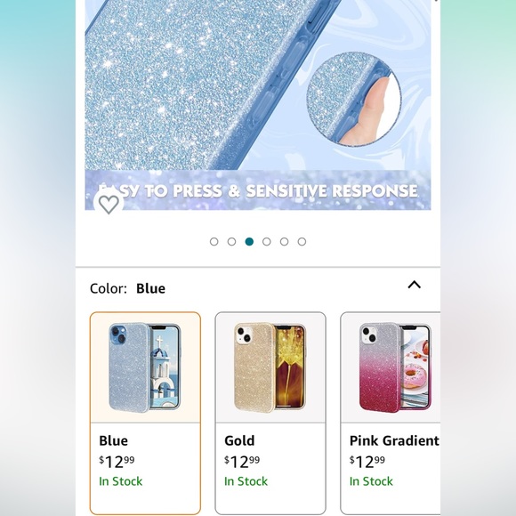 Sparkly blue iphone 14 Case - Picture 5 of 6